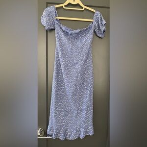 Abercrombie and Fitch periwinkle floral shirred bodycon dress